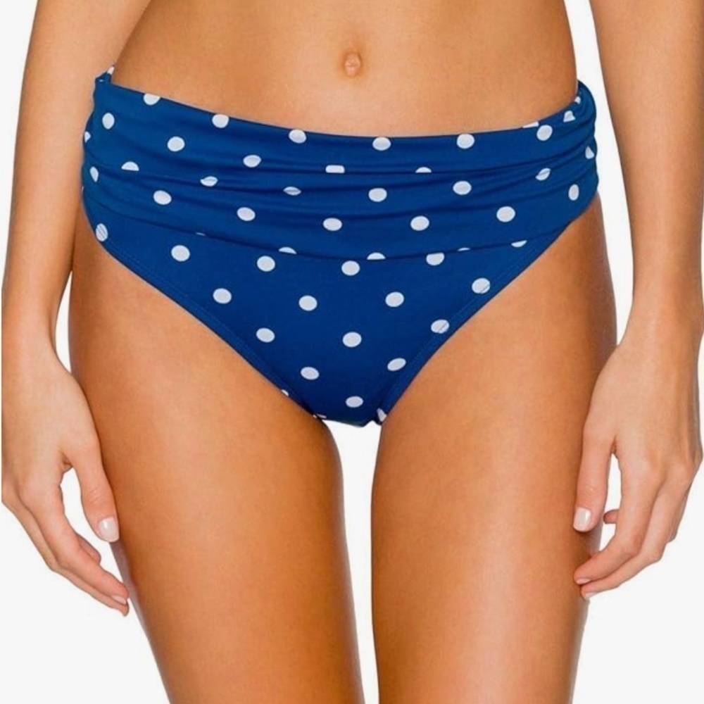 NWT Swim Systems Aloha Banded Bikini Bottoms XS Blue White Delilah Dot